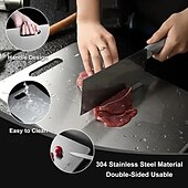 お買い得  キッチン用品＆小物-ステンレススチール製のまな板 - 両面デザイン、キッチンやレストランでの使用に適した食品グレードの金属製まな板