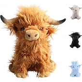 رخيصةأون التماثيل-لعبة محاكاة بقرة المرتفعات المحشوة الناعمة لعبة حيوانية واقعية بقرة المرتفعات كاواي هدية للأطفال للأولاد والبنات هدية عيد ميلاد