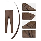 abordables Costumes de mariage-Pour des hommes Affaires Mariage d&#039;automne Costumes de mariage Revers Cranté Marron Formel Couleur Unie Coupe sur mesure 3 pièces