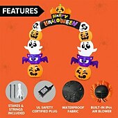 levne Halloween venku-1 ks 2,5 m/8 stop halloweenská dýně, duch, svítící nafukovací vzduchový model, oblouky, dveře do dvora, vstupní dveře, verandy, trávník, párty, halloweenská atmosféra, dekorativní světla, zástrčka