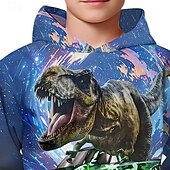 billiga Pojkens 3D-djur-Pojkar 3D Dinosaurie Huvtröja Långärmad Vår Höst Mode Streetwear Barn 4-12 år Huva Utomhus Ledigt Dagligen Normal
