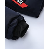 preiswerte Mädchen Daunen- und Parkajacke-Kinder Jungen Daunenmantel Kapuzenjacke Oberbekleidung Buchstabe Langarm Reißverschluss Tasche Mantel Outdoor Täglich Schwarz Rote Marineblau Winter Ab 4 Jahren