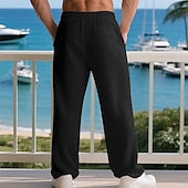 abordables Pierna Recta-Hombre Pantalones de Deporte Pantalones Pantalones deportivos de pierna recta Pantalones de gofres Correa Bolsillo Cintura elástica Plano Comodidad Deporte Diario Moda Casual Negro Blanco