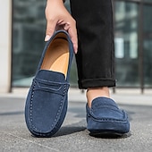 billiga Slip-ons och loafers till herrar-Röda herrloafers i konstläder med slip-on-funktion, lätta, avslappnade mockasiner för arbete, resor och vardagsbruk