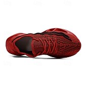baratos Ténis para Homem-Tênis de corrida masculino de malha vermelha – calçados esportivos leves e respiráveis com sola oca para corrida, academia e uso casual