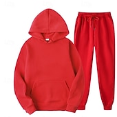 economico Tute basic-Per uomo Felpa con cappuccio Tuta da Ginnastica Tuta da Allenamento Felpa con cappuccio in pile Nero Rosa Rosso Blu Viola Con Cappuccio Semplice Tasca 2 Pezzi Sport &amp; Outdoor Quotidiano Ferie