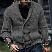 Муж. Кардиган Укороченный свитер Вязаный свитер Рельефный узор Вязать Обычные топы Карман Пуговицы Полотняное плетение Воротник шалевого типа Мода Классика Отпуск На каждый день Одежда Осень Зима Недорогие кардиган мужской свитер-Муж. Кардиган Укороченный свитер Вязаный свитер Рельефный узор Вязать Обычные топы Карман Пуговицы Полотняное плетение Воротник шалевого типа Мода Классика Отпуск На каждый день Одежда Осень Зима