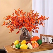 levne Umělé květiny-6 ks umělých podzimních oranžových květin pro venkovní použití – realistické hedvábné okvětní lístky s odnímatelnými stonky pro DIY svatbu, dekorace do kanceláře, na párty, květinové aranžmá, bytové