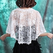cheap Cape-Mother&#039;s Wraps Elegant Sun Protection Half Sleeve Lace Wedding Wraps With Lace For Wedding Summer