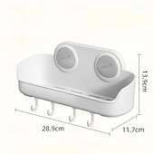 tanie organizer łazienkowy-Półka prysznicowa Taili z przyssawką, wodoodporna półka prysznicowa z haczykami, ścienny organizer do łazienki na szampon, żel pod prysznic, odżywkę i mydło