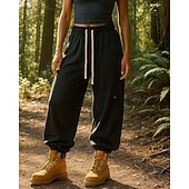 preiswerte Unterteile-Damen Hose mit weitem Bein Wanderhosen Regenhose zum Wandern Außen Normale Passform Wasserdicht Winddicht Unterteile Kordelzug Tasche Elastischer Bund Schwarz Weiß Camping / Wandern Laufen S M L XL