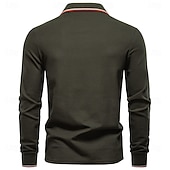 abordables Polo Élite para Hombres-Hombre Polo Trabajo Negocio Cuello Vuelto Manga Larga Ocio Cómodo Plano Bloque de Color Puro Todas las Temporadas Ajuste regular Rojo rubí Negro Blanco Azul Marino Oscuro Gris claro Verde Ejército