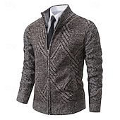 preiswerte Herren Strickjacke-Herren Pullover Kleid Pullover Strickjacke Reißverschluss-Pullover Strickpullover Gerippt Stricken Normale Oberteile Gestrickt Gerippt Einfach Rollkragen Mode Schals Formell Geschäft Bekleidung