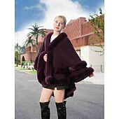 billige Pelssjal-Pelssjal Plus Size Curve Hold Varm Ermeløs Flaggermusermer Polyester Bryllup Wrap Med Ren Farge Til Spesiell Leilighet Høst vinter