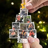 baratos Natal-Enfeites de Natal da Árvore com Fotos de Caça Personalizados em Acrílico 2D Decoração em Moldura de Imagem Personalizada para a Árvore de Natal Presentes em Penduradores para Família e Amigos
