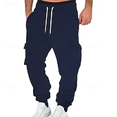 cheap Cargo-Men's Sweatpants Joggers Trousers Jacquard Drawstring Pocket Plain Comfort Daily Sports Outdoor Fashion Casual White Wine Micro-elastic