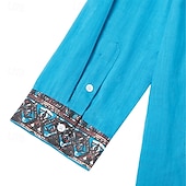 Χαμηλού Κόστους Δρόμος-Ανδρικά Πουκάμισο Πουκάμισο Popover Καλοκαιρινό πουκάμισο Πουκάμισο παραλίας Κουρελού Διακοπές Αργίες Θαλασσί Μακρυμάνικο Χωρίς Γιακά Καλοκαίρι Άνοιξη Ρούχα Εθνικό &amp; Θρησκευτικό