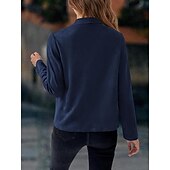 billiga casual jackor-Dam Vardaglig jacka Bekväm Andningsfunktion Ficka Mode Ledigt Slät Semester Gata Ledigt Dagliga kläder Öppen front Kort Nedvikt Normal Långärmad Ytterkläder Marin Svart Rubinrött Vår Höst