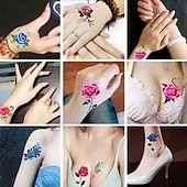 levne Event &amp; Party Supplies-Moderní 3D tetovací samolepky, vodotěsné, dočasné body art pro ženy, barevné růže, květ, motýl, stylové malé, svěží, osobnostní design, zakrývání jizev, tetování