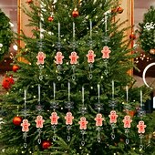 billige Ornamenter-1 stk. juleoppheng i akryl, gjennomsiktig hengende, kreativ pepperkakemann-bokstav DIY-anheng, juletrepynt