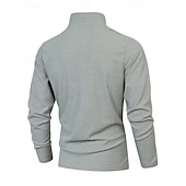 preiswerte Klassisches Poloshirt für Herren-Herren Poloshirts Viertel-Reißverschluss-Poloshirt Alltagskleidung Date Viertelreißverschluss Langarm Mode Basic Farbblock Patchwork Reißverschluss Frühling Herbst Normale Passform Schwarz Wei
