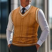 billige genser for menn-Herre Genser Genser vest Pullover genser Vest Riflet Strikke Vanlige topper Strikket Slank passform عادي V-hals Strikketøy Moderne Avslappet Dagligdagstøy Klær Høst Svart Hvit L XL 2XL