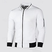 abordables Sudaderas Básicas_-Hombre Sudadera Sudadera con cremallera completa Negro Blanco Burdeos Azul Marino Gris Claro Cuello Mao Plano Con Texturas Deporte Casual Diario Ropa de calle Fresco Ropa deportiva Primavera &amp; Otoño