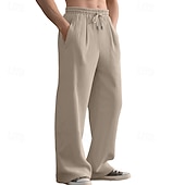お買い得  スウェットパンツ-男性用 スウェットパンツ ズボン バギーパンツ ニットパンツ オープンボトムスウェットパンツ ドローストリング 弾性ウエスト 平織り 吸汗性 高通気性 全長 アウトドア カジュアル 日常 ファッション ストリートファッション ブラック グリーン 伸縮性あり