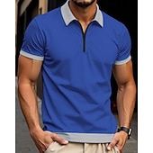 abordables Polo clásico para hombre-Hombre Camisetas polo Polo con media cremallera Ropa Cotidiana Cita Cremallera de un cuarto Manga Corta Moda Básico Bloque de color Retazos Cremallera Verano Ajuste regular Negro Blanco Azul Real