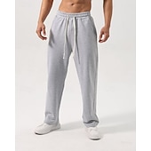 cheap Straight Leg-Men's Sweatpants Trousers Straight Leg Sweatpants Drawstring Pocket Elastic Waist Plain Comfort Sports Outdoor Daily Fashion Casual Black White Micro-elastic