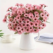 baratos decoração de ação de graças e outono-5 maços de flores artificiais de outono, crisântemos do pôr do sol, flores artificiais de outono para áreas externas com margaridas e eucalipto, plantas de floração plena, resistentes a raios UV, à