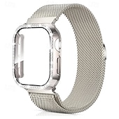 olcso Apple óraszíjak-Milánói hurok Kompatibilis valamivel Apple Watch óraszíj 38mm 40mm 41mm 42mm 44mm 45mm 49mm Case-szal Csillogás Bling Diamond Rozsdamentes acél Csere óraszíj mert iwatch Ultra 2 Series 9 8 7 SE 6 5 4