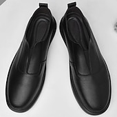 abordables Chaussures Décontractées Slip-On-Chaussures blanches à enfiler en cuir pour hommes - minimalistes et confortables, adaptées aux professionnels occupés au bureau et dans des environnements décontractés