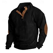 economico Felpe di base-Per uomo Maglia Velluto a coste Felpa con cappuccio Maglione Felpa con cappuccio abbottonata Aalbicocca Blu denim Nero Bianco Verde militare Colletto Mao Semplice Patchwork Sport &amp; Outdoor Casuale