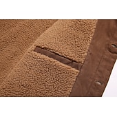 billige Faux suede jakker-Herre Imitert semsket jakke Vindtett jakke Brun semsket jakke Avslappet Fritid / hverdag Vindtett jakke Lomme Fleece krage Vinter Vår &amp; Vinter Helfarge Årgang Mote Skjortekrage Normal Svart Brun Grå