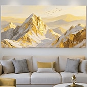 Duże złote góry na płótnie, oryginalna złota sztuka ścienna, tekstura 3D, impasto, abstrakcyjny, naturalny krajobraz, wystrój boho, salon, wystrój domu tanie Pejzaże-Duże złote góry na płótnie, oryginalna złota sztuka ścienna, tekstura 3D, impasto, abstrakcyjny, naturalny krajobraz, wystrój boho, salon, wystrój domu