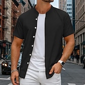 economico Strada-Per uomo Camicia Camicia di lino Camicia con colletto alla coreana Camicia Estiva Abbigliamento da spiaggia Camicia con Bottoni Semplice Vacanza Crociera Nero Bianco Arancione Grigio Manica Corta