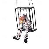 economico Halloween-Decorazione animata di Halloween, 1 pezzo di clown urlante attivato dal sensore di movimento in gabbia con occhi luminosi, spettrale oggetto di scena fantasma prigioniero per decorazioni da