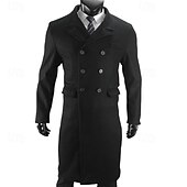 preiswerte Herren-Blazer &amp; -Anzüge-Herren Mantel Trenchcoat Langer Trenchcoat Urlaub Täglich Herbst Winter Polyester Winddicht Warm Oberbekleidung Bekleidung Mode Klassisch Einfach Tasche Revers Doppelreihig