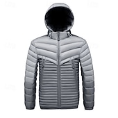 economico Piumini e parka da uomo-Per uomo Cappotto Invernale Giacca imbottita Giacca Imbottita Tasca Poliestere Vacanza Abbigliamento quotidiano Data Regolare Moda Casual Confortevole Calore Termico Inverno Blocco di colori Grigio