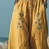 economico Pantaloni Grafici-Per donna Gamba larga Pantaloni Pantaloni Palazzo Moda Boho Lunghezza intera Vita Alta Fiore Coulisse Elastico in vita Stampato Traspirabilità Confortevole Streetwear Abbigliamento quotidiano Uscire