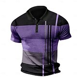 abordables Polo classique pour homme-Homme Polo gaufré Tee Shirt Golf Casual Rendez-vous Revers Manches courtes Mode Plaid / Rayé / Chevron Imprimer Eté Dry-Fit Jaune Rose Claire Rouge Bleu Violet Claire Orange Polo gaufré
