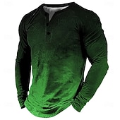 ieftine Geometric-Bărbați Cămașă Henley Tricouri Cămașă de epocă Modă Designer Comfortabil Cămașă Grafic Gradiant Manșon Lung Cămașă Albastru piscină Roșu Maro În aer liber Casual Zilnic Henley Primăvara &amp; toamnă
