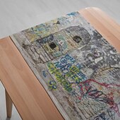 お買い得  テーブルクロス-1PC カラー グラフィティ テーブルランナー テーブルフラッグ - レストラン、バンケット、パーティー装飾用デジタル印刷長方形テーブルクロス 33x180cm (13x70.5in)