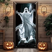 cheap Halloween Door Covers-Halloween  Door Covers Scary Bloody Ghost Woman, 2025 Halloween Door Curtain Decoration Backdrop Door Banner for Front Door Farmhouse Holiday Party Indoor Outdoor Decor Supplies