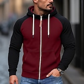 economico Felpa con cappuccio in pile-Per uomo Felpa con cappuccio Felpa con cappuccio a zip intera Felpa con cappuccio in pile Felpa con cappuccio foderata in pile Nero Borgogna Blu Grigio chiaro Grigio scuro Con Cappuccio Semplice