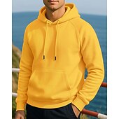 abordables Sudadera &amp; Sweatshirt-Hombre Sudadera informal Sudadera con capucha Con bolsillos Manga Larga Camiseta Ropa Deportiva Otoño Color sólido Moda Al Aire Libre Viaje Corriendo Ropa de deporte Ropa de Deporte Negro Amarillo