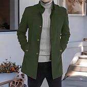 economico Trench da uomo-Per uomo Cappotto da marinaio Trench Vacanza Quotidiano Autunno Inverno Poliestere Antivento Capispalla Abbigliamento Moda Classico Semplice Tasca Collo alla coreana Monopetto