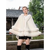 billige Pelssjal-Pelssjal Plus Size Curve Hold Varm Ermeløs Flaggermusermer Polyester Bryllup Wrap Med Ren Farge Til Spesiell Leilighet Høst vinter