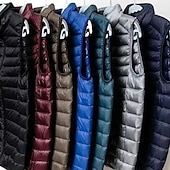 tanie Męska kamizelka puchowa-Męskie Kamizelka Rozdymkowa Kamizelka Urlop Codzienny Randka Moda Codzienny Jesień i zima Kieszeń Poliester Zatrzymujący ciepło Wygodny Jednokolorowe Zamek błyskawiczny Kołnierz stawiany Regularny